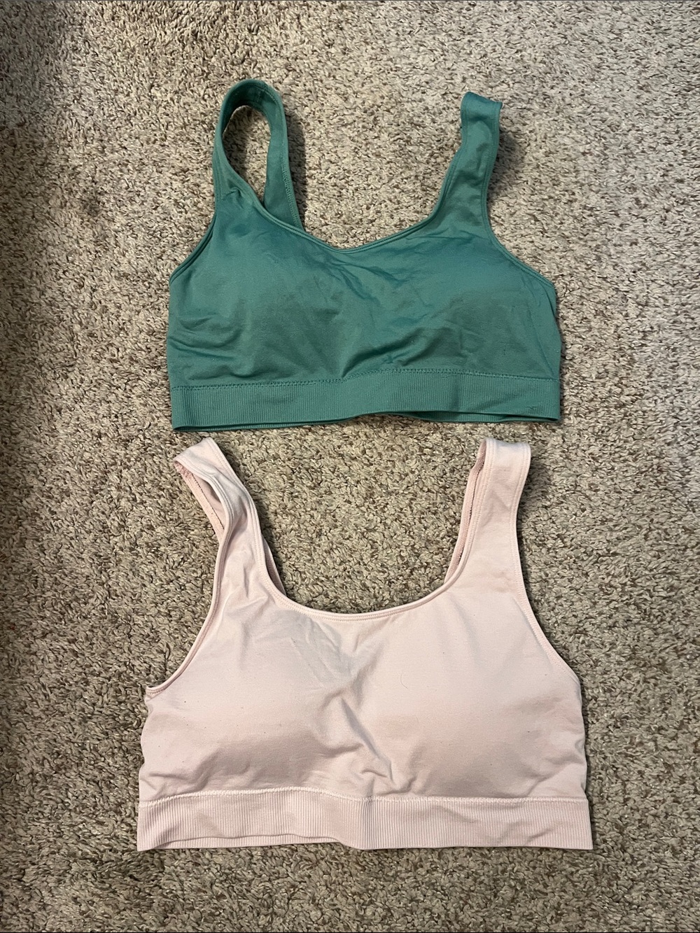 Auden Scoop Neck Bralettes in Teal and Light Pink size medium